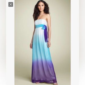 Mary L Couture sequin bodice ombré chiffon gown size 2